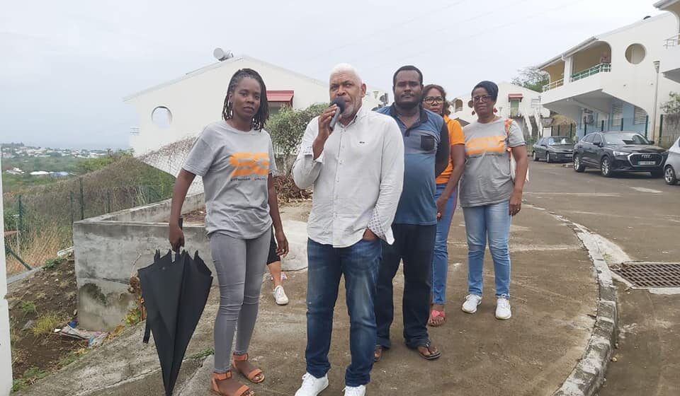 Éric Coriolan, tête de liste de Sentinelles Guadeloupe aux régionales, en campagne en juin 2021. Photo : Sentinelles Guadeloupe