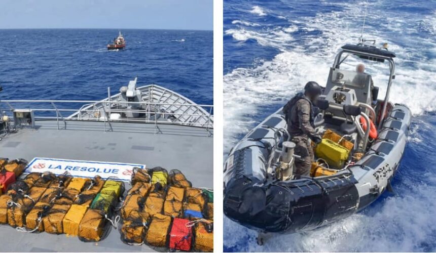 Les 2 et 9 mai, l'armée a saisi 2,4 tonnes de cocaïne dans la zone maritime des Antilles en haute mer en Atlantique au large de la Martinique. Photo : Forces armées aux Antilles.
