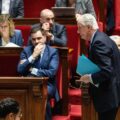 Michel Barnier, Premier ministre, à l'Assemblée nationale à Paris, le 4 décembre 2024, lors du débat et vote de la motion de censure à la suite de sa décision d'utiliser l'article 49.3 de la Constitution sur le projet de loi de financement de la sécurité sociale (PLFSS) 2025. Photo : Olivier Juszczak / Sipa