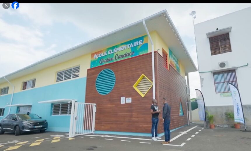 Le chantier de mise aux normes antisismiques de l'école élémentaire Gratien Candace à Baillif, a été livré ce 2 juillet. Photo : capture écran vidéo Région Guadeloupe