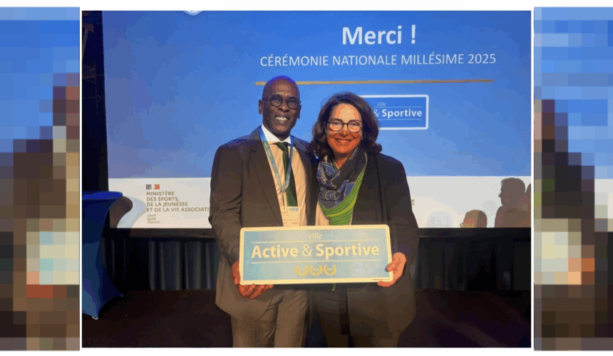 Harry Durimel, maire de Pointe-à-Pitre, reçoit le label "Ville active et sportive" lors de la cérémonie de remise à Nice, le 30 octobre. Photo : Ville de Pointe-à-Pitre