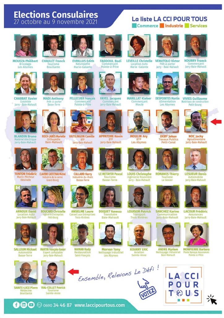 La liste « La CCI pour tous » aux élections de 2021, lien entre le juge-commissaire Jacky Noc et le repreneur Patrick Vial-Collet, dans l’affaire de la reprise au tribunal des hôtels Salako Clipper Prao.