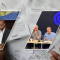 Photomontage : A gauche Christophe Wachter président du Ceser de Guadeloupe, à droite Victor Venutolo président de la CPME Guadeloupe et Bruno Blandin président du Medef Guadeloupe. Sur fond de bulletin de vote à un référendum.