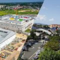 Photomontage : Chantier du nouveau CHU de la Guadeloupe et parking du plus grand centre commercial de l’archipel.