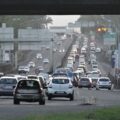 Embouteillages sur la RN1 dans le sens Pointe-à-Pitre Basse-Terre, au niveau du pont de la Jaille (Baie-Mahault). Photo: DR